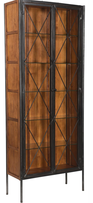 Iron, Wood & Glass Display Cabinet