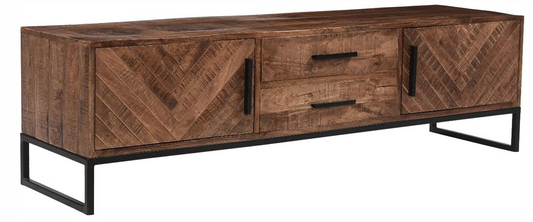 Iron & Rough Mango Wood Herringbone TV Cabinet