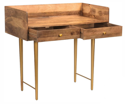 Iron and Mango Wood - 2 Drawer Office Table