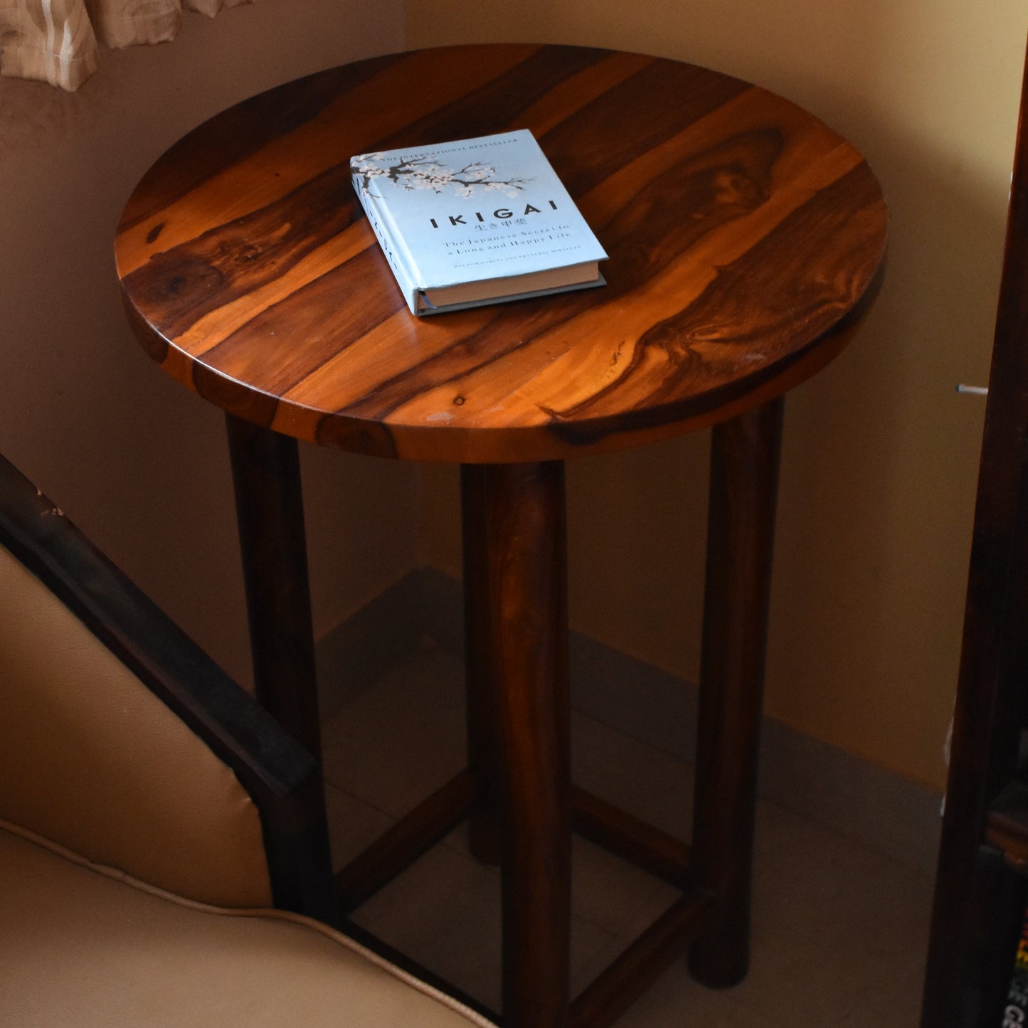 Elegant Wooden Long-Legged Side Table/Stool – A Timeless Blend of Functionality & Style