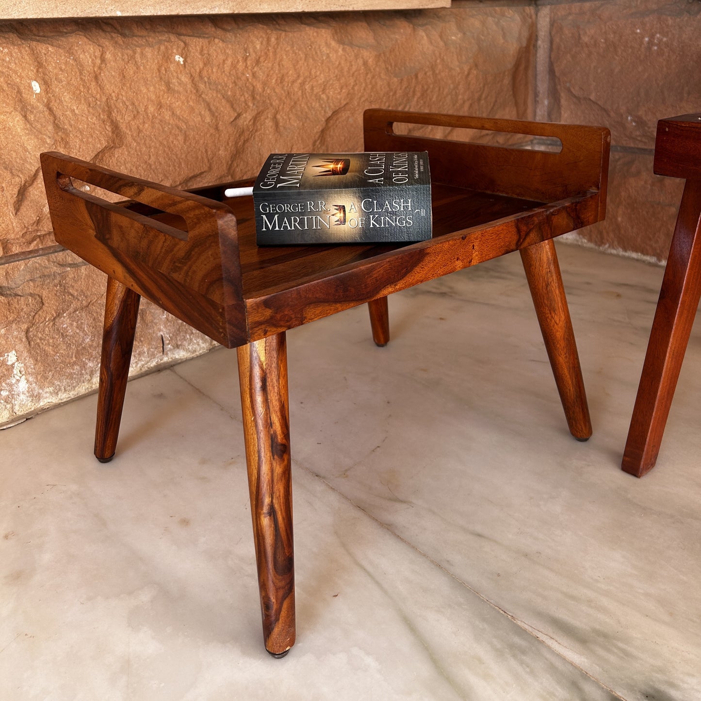 Handcrafted Wooden Bedside Table | Multipurpose Sheesham Wood Table