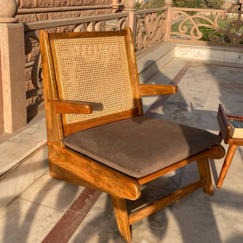 Mid-Century Modern Cane Lounge Chair