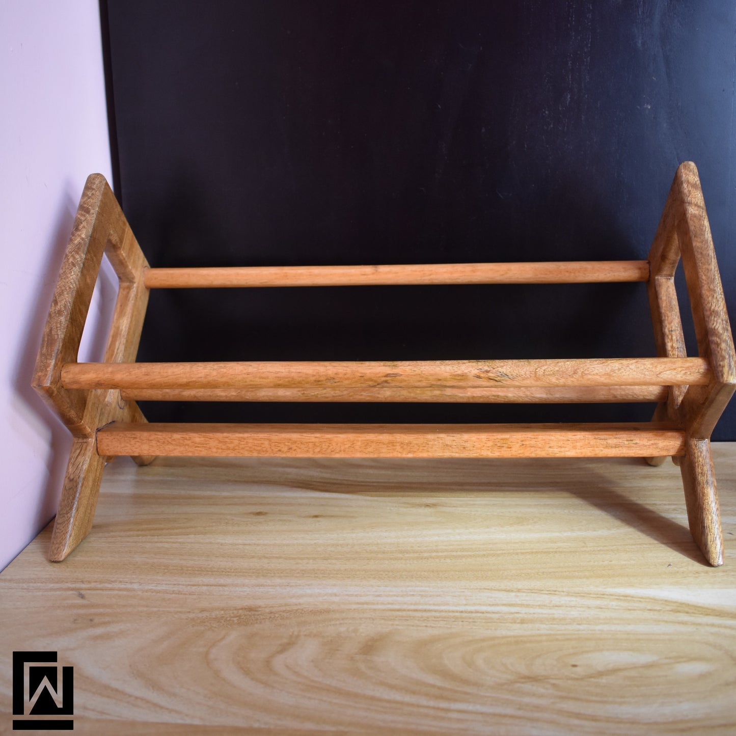 Elegant Mango Wood Tabletop Book Stand – Holds Up to 20 Books