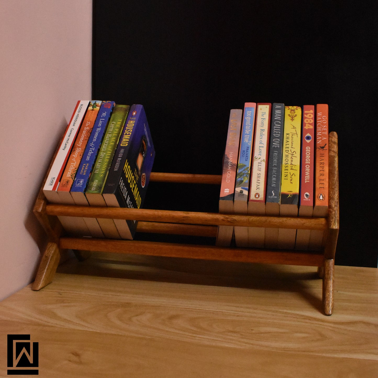 Elegant Mango Wood Tabletop Book Stand – Holds Up to 20 Books
