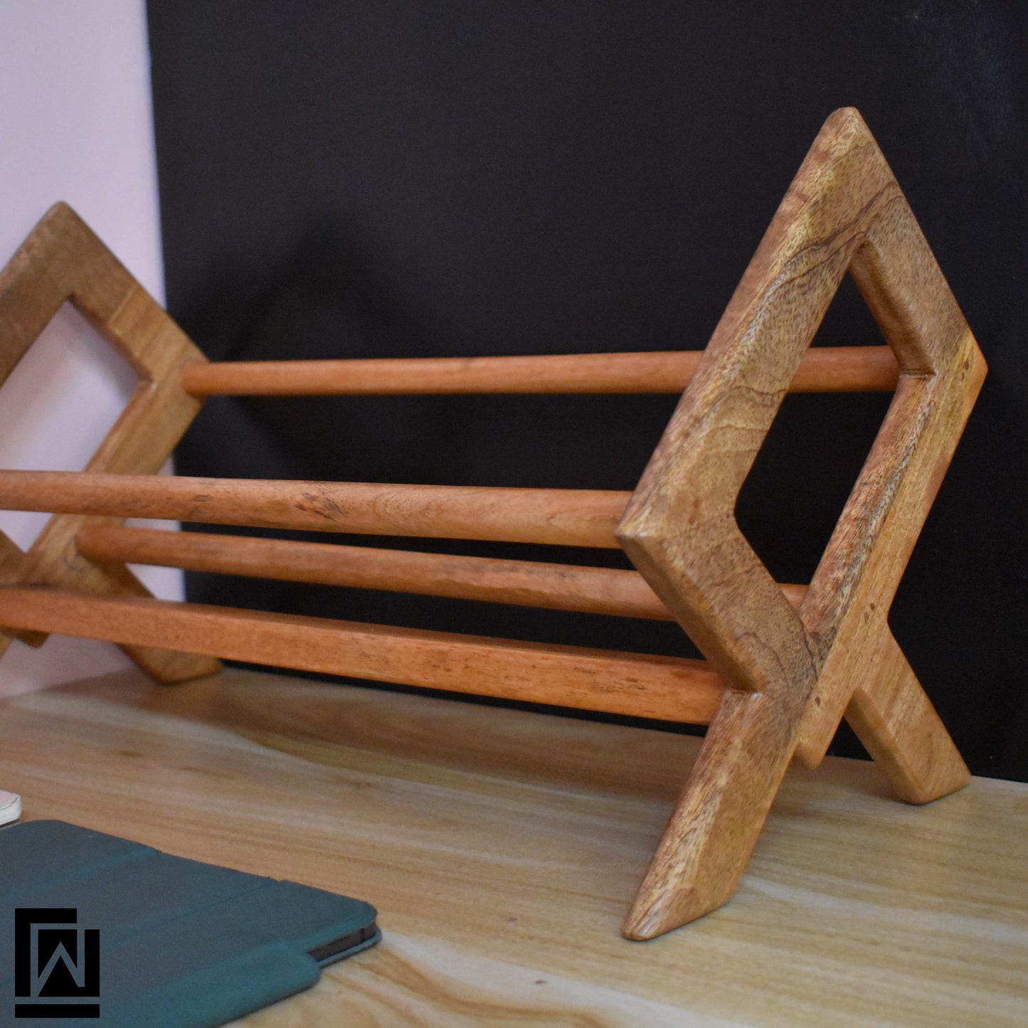 Elegant Mango Wood Tabletop Book Stand – Holds Up to 20 Books